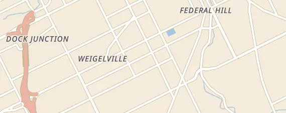 Street map around Erie
