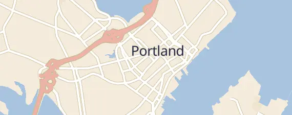 Street map around Portland