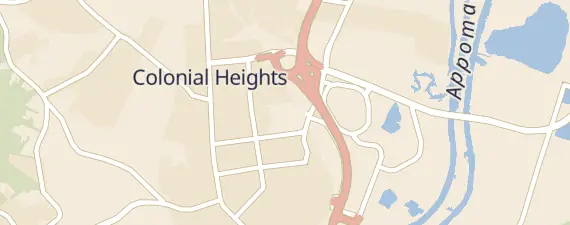 Street map around Colonial Heights Moose Lodge