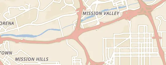 Street map around San Diego