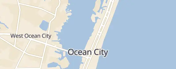 Street map around Ocean City