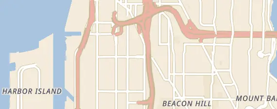 Street map around Seattle