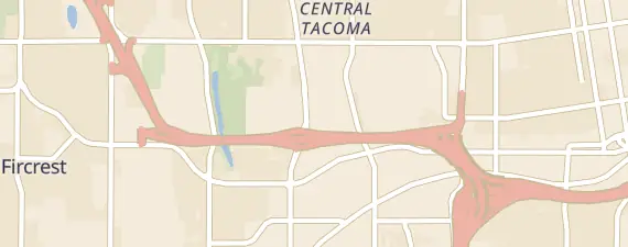 Street map around Tacoma