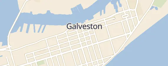 Street map around Galveston