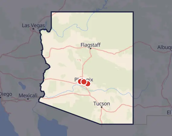 Map of card shows in Arizona