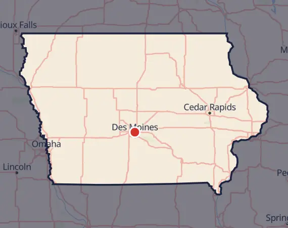 Map of card shows in Iowa