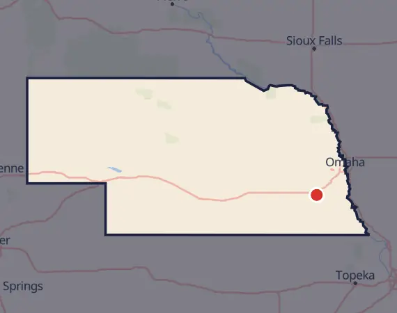 Map of card shows in Nebraska