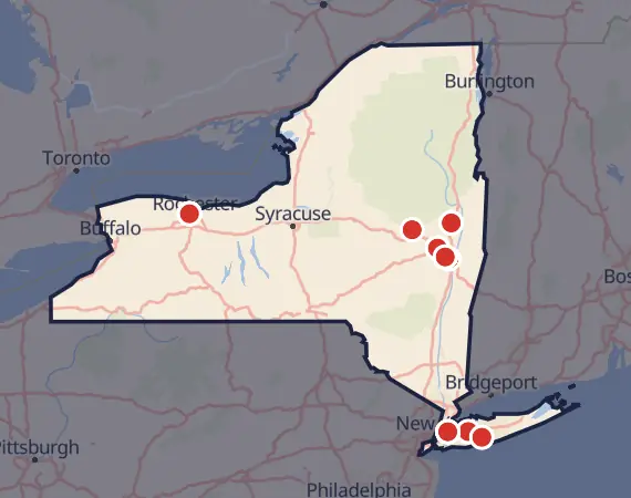 Map of card shows in New York