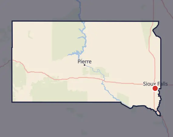 Map of card shows in South Dakota